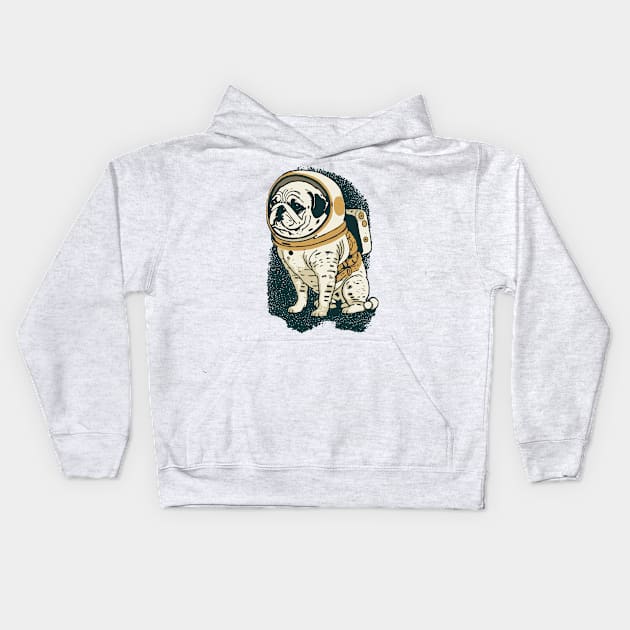 Pug Astronaut Kids Hoodie by Huhnerdieb Apparel